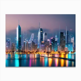 Cityscape At Night 1 Canvas Print