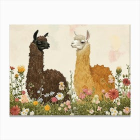 Floral Animal Illustration Llama 3 Canvas Print