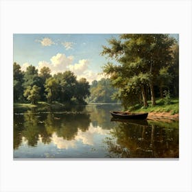 Boat On A River Canvas Print