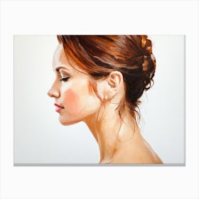 Side Profile Of Beautiful Woman Oil Painting 25 Canvas Print