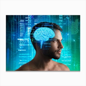 Man With A Digital Brain Canvas Print