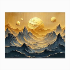 Golden Wave Mountain Landscape Canvas Print