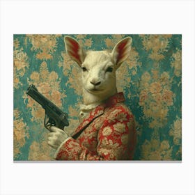 Absurd Bestiary: From Minimalism to Political Satire.Goat In A Suit Canvas Print