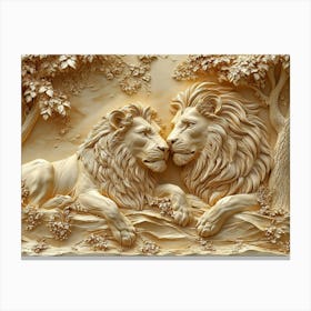 Beautiful Lions 3d 1 Canvas Print