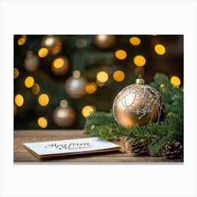 A Hand Made Decoration Of The Year A Perfect Winter Spectacle Where An Evergreen Tree Branch Rests (5) Canvas Print