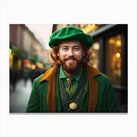 St. Patrick's Day, man in green costume, Leprechaun 4 Canvas Print