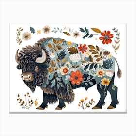 Little Floral Bison 4 Canvas Print