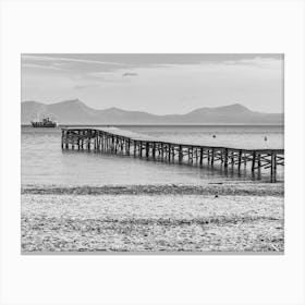 Pier Black And White Spain Canvas Print