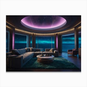 Living Room At Night 1 Canvas Print