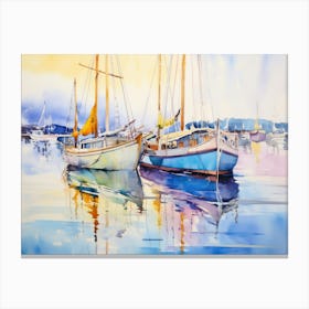 Sailboats In The Harbor Canvas Print