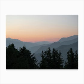 Pastel sunrise in the mountains of the french alps at Courchevel - summer nature and travel photography by Christa Stroo Canvas Print