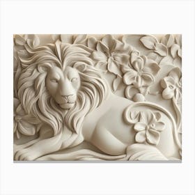 Elegant Lion 3d Relief Exquisite Canvas Print