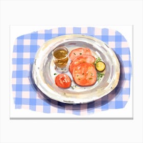 A Plate Of Antipasto, Top View Food Illustration, Landscape 1 Canvas Print