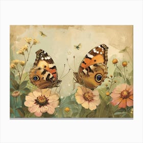 Floral Animal Illustration Butterfly 3 Canvas Print