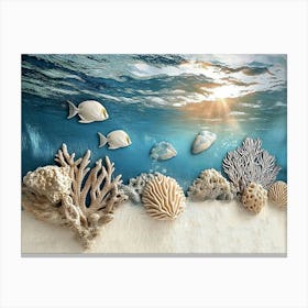 Tranquil 3d Ocean Art With Coral Accents 1 Canvas Print