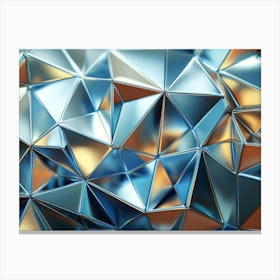 3d Shiny Metallic Triangles Forming Complex Pattern 2 Canvas Print