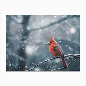 Cardinal In The Snow Canvas Print