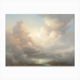 Clouds Over Water Painting Canvas Print