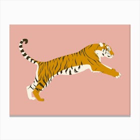 Leaping Tiger - Pink Canvas Print