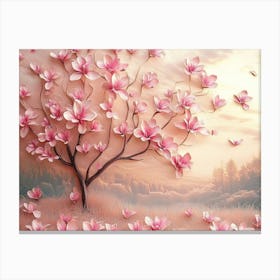 3d Picture of a Tree with Pink Flowers 4 Canvas Print