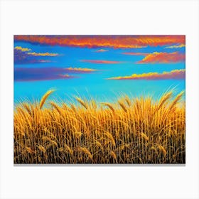 Sunset Over A Wheat Field 7 Canvas Print