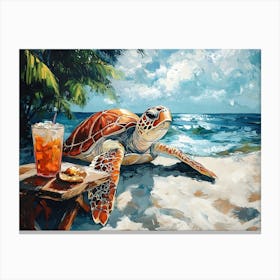 Sea Turtle At The Beach Bar 5 Canvas Print