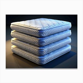 Stack Of Four White Mattress Pads With A Diamond Pattern Canvas Print