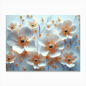 White And Orange Flowers Canvas Print