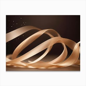 Abstract Image Of A Golden Ribbon In A Swirling, Dynamic Form Against A Dark Background With Sparkling Particles 1 Canvas Print