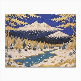 Radiant Gold Foil Winter Wilderness Canvas Print