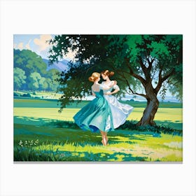 Two Girls Dancing Canvas Print