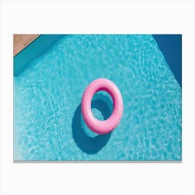 Swimming Pool And Pink Donut Canvas Print