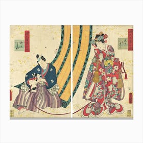 Parody Of The Third Princess And Kashiwagi “Chapter 50 A Hut In The Eastern Provinces” By Utagawa Canvas Print