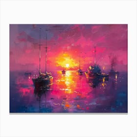 Sunset Boats Canvas Print