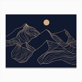 Mountains And Moon Canvas Print