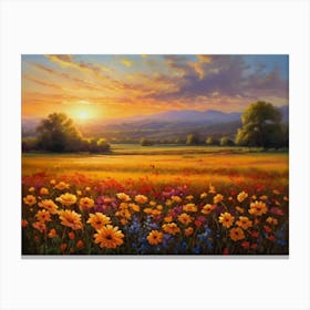 Sunset In The Meadow 25 Canvas Print