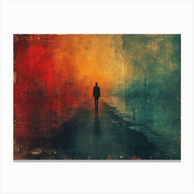 Temporal Resonances: A Conceptual Art Collection. Man On The Road Canvas Print