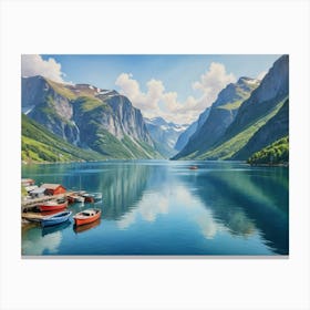 Fjords Of Norway Crystal Blue and Majestic Heights Canvas Print