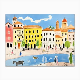 Padua Italy Cute Watercolour Illustration 1 Canvas Print