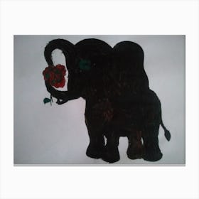 Elephant With Roses Canvas Print