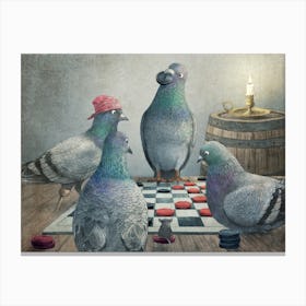 Checker Playing Pigeons Canvas Print