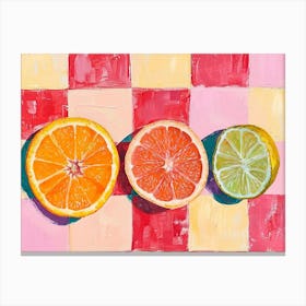 Citrus Fruits Pink Checkerboard 1 Canvas Print