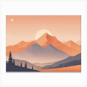 Misty mountains horizontal background in orange tone 158 Canvas Print
