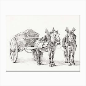 Horses With Wagon, Jean Bernard Canvas Print