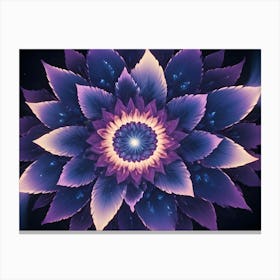 Abstract Image Of A Glowing, Swirling Flower Like Pattern In Shades Of Blue, Purple, And Pink, Set Against A Dark Background Canvas Print