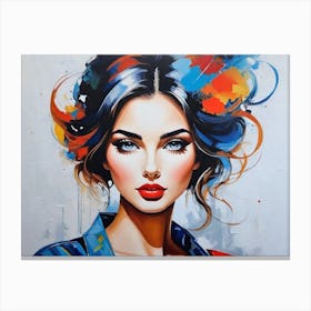 Woman With Colorful Hair Canvas Print