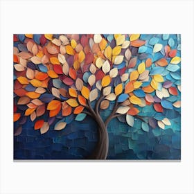 Butterflies Tree Art with Hanging Leaves Canvas Print