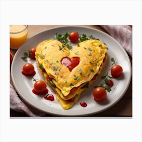 Omelette With A Heart Drawn In Ketchup Canvas Print