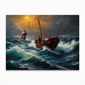 Jesus Walking On Water - Ai Canvas Print