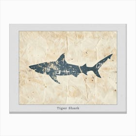 Tiger Shark Grey Silhouette 3 Poster Canvas Print